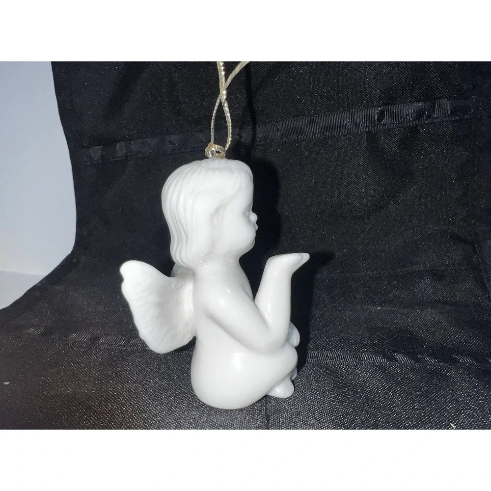 Vintage White Porcelain Cherub Ornament